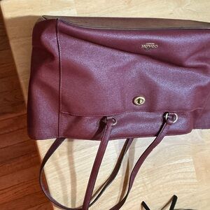 Coach Burgundy Leather Shoulder Tote with Gold Hardware